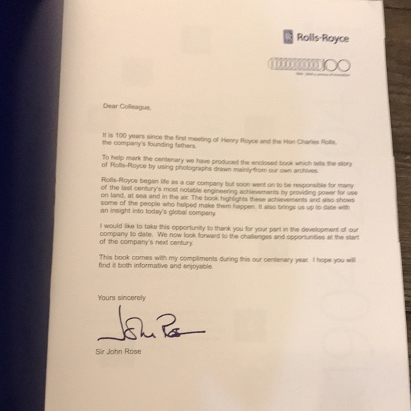 Rare Rolls-Royce 100 year anniversary book 1904-2004 for employees colleagues - Picture 2 of 16